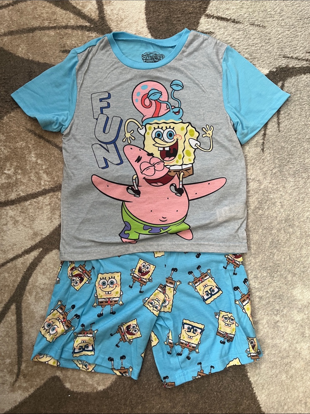 SpongeBob SquarePants Boy’s Blue & Gray Short Pajama Set